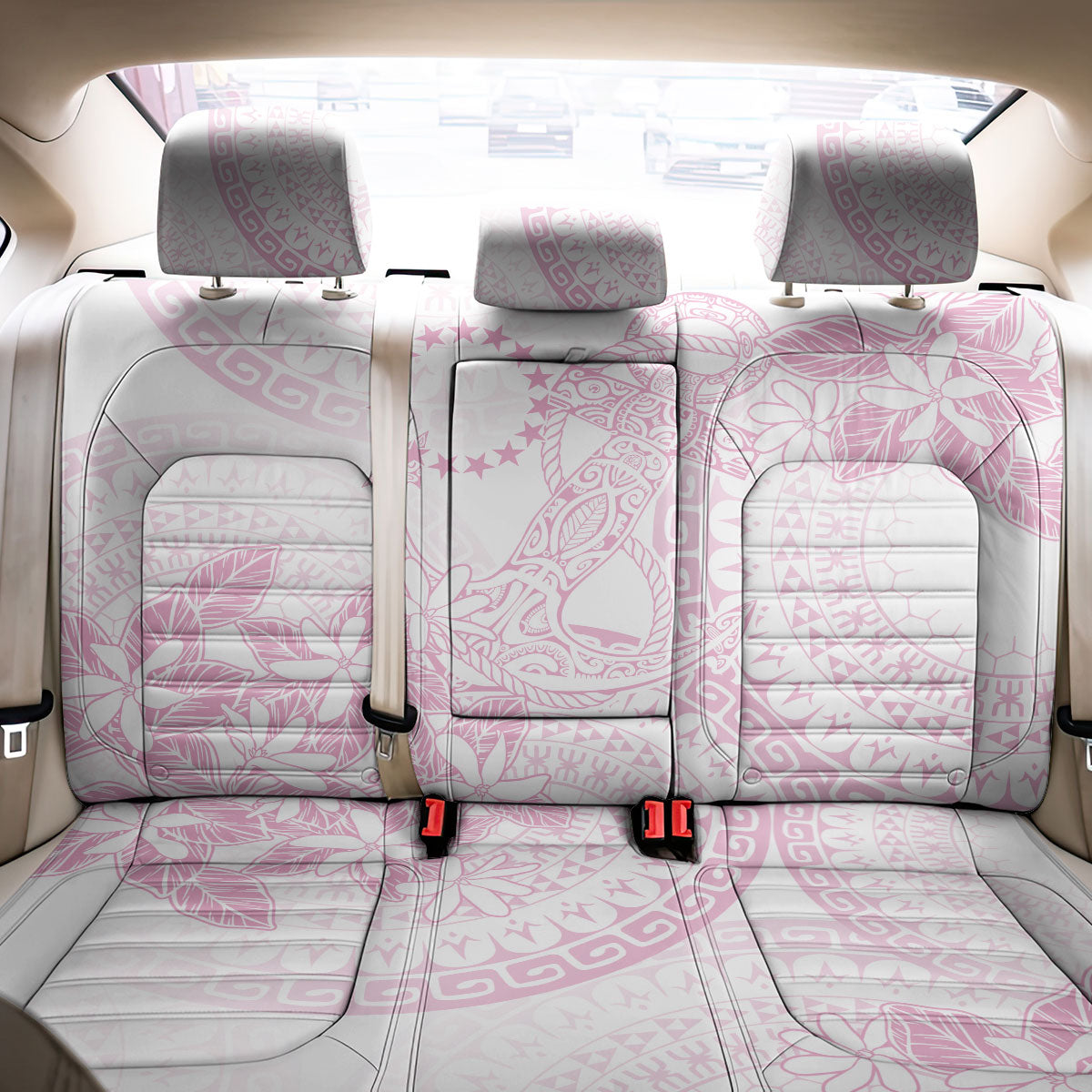 Candy Pink Kuki Airani Tapakau Back Car Seat Cover Tribal Anchor Mix Tiare LT7 - Polynesian Pride