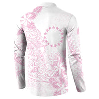 Candy Pink Kuki Airani Tapakau Button Sweatshirt Tribal Anchor Mix Tiare