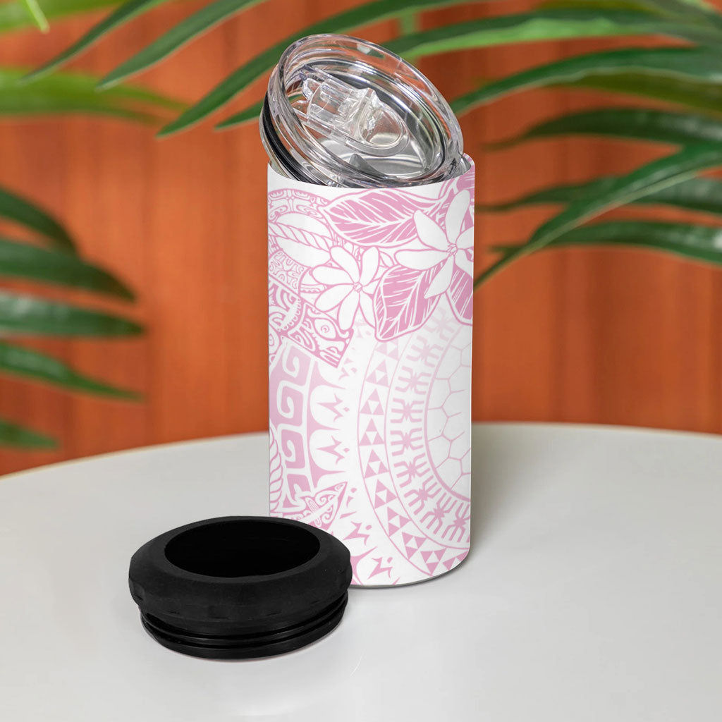 Candy Pink Kuki Airani Tapakau 4 in 1 Can Cooler Tumbler Tribal Anchor Mix Tiare