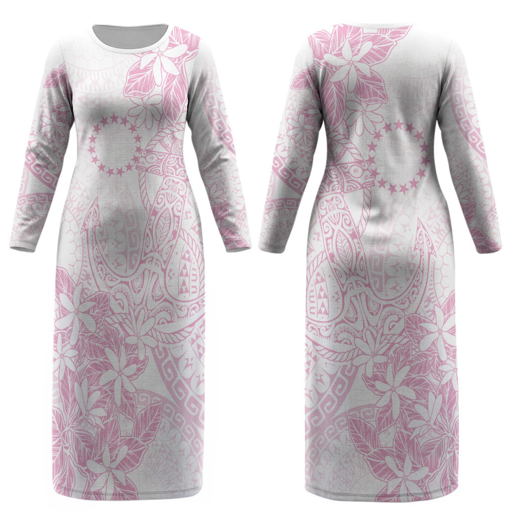 Candy Pink Kuki Airani Tapakau Couples Matching Long Sleeve Bodycon Dress and Long Sleeve Button Shirt Tribal Anchor Mix Tiare LT7 - Polynesian Pride