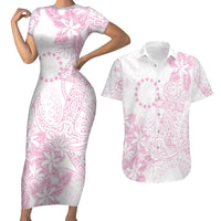 Candy Pink Kuki Airani Tapakau Couples Matching Short Sleeve Bodycon Dress and Hawaiian Shirt Tribal Anchor Mix Tiare