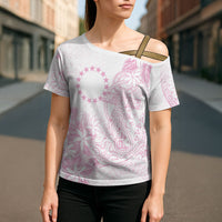 Candy Pink Kuki Airani Tapakau Cross Shoulder Shirt Tribal Anchor Mix Tiare
