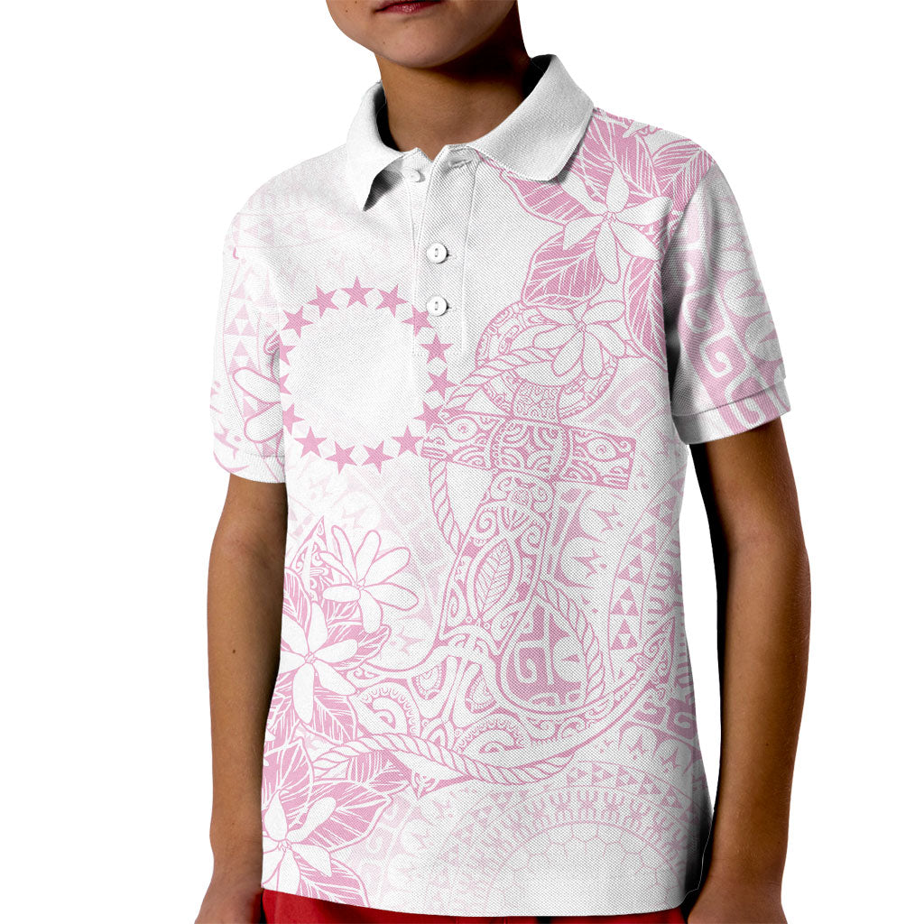 Candy Pink Kuki Airani Tapakau Kid Polo Shirt Tribal Anchor Mix Tiare
