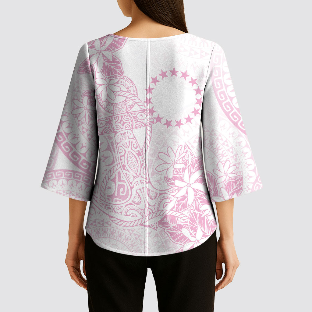 Candy Pink Kuki Airani Tapakau Kimono Sleeve Blouse Tribal Anchor Mix Tiare