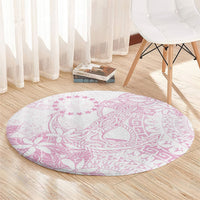 Candy Pink Kuki Airani Tapakau Round Carpet Tribal Anchor Mix Tiare