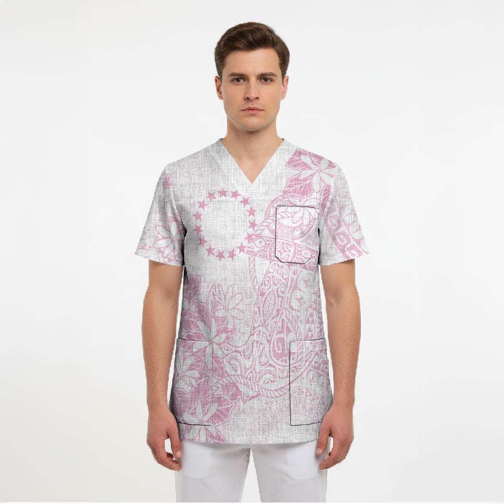 Candy Pink Kuki Airani Tapakau Scrub Top Tribal Anchor Mix Tiare