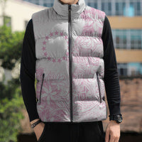 Candy Pink Kuki Airani Tapakau Sleeveless Puffer Jacket Tribal Anchor Mix Tiare