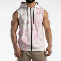 Candy Pink Kuki Airani Tapakau Sleeveless Zip Hoodie Tribal Anchor Mix Tiare