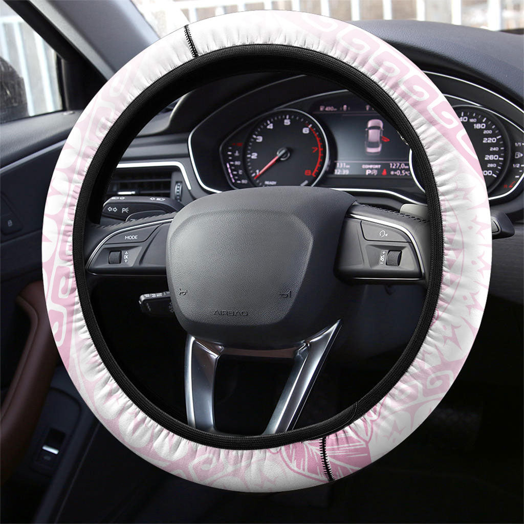 Candy Pink Kuki Airani Tapakau Steering Wheel Cover Tribal Anchor Mix Tiare LT7 - Polynesian Pride