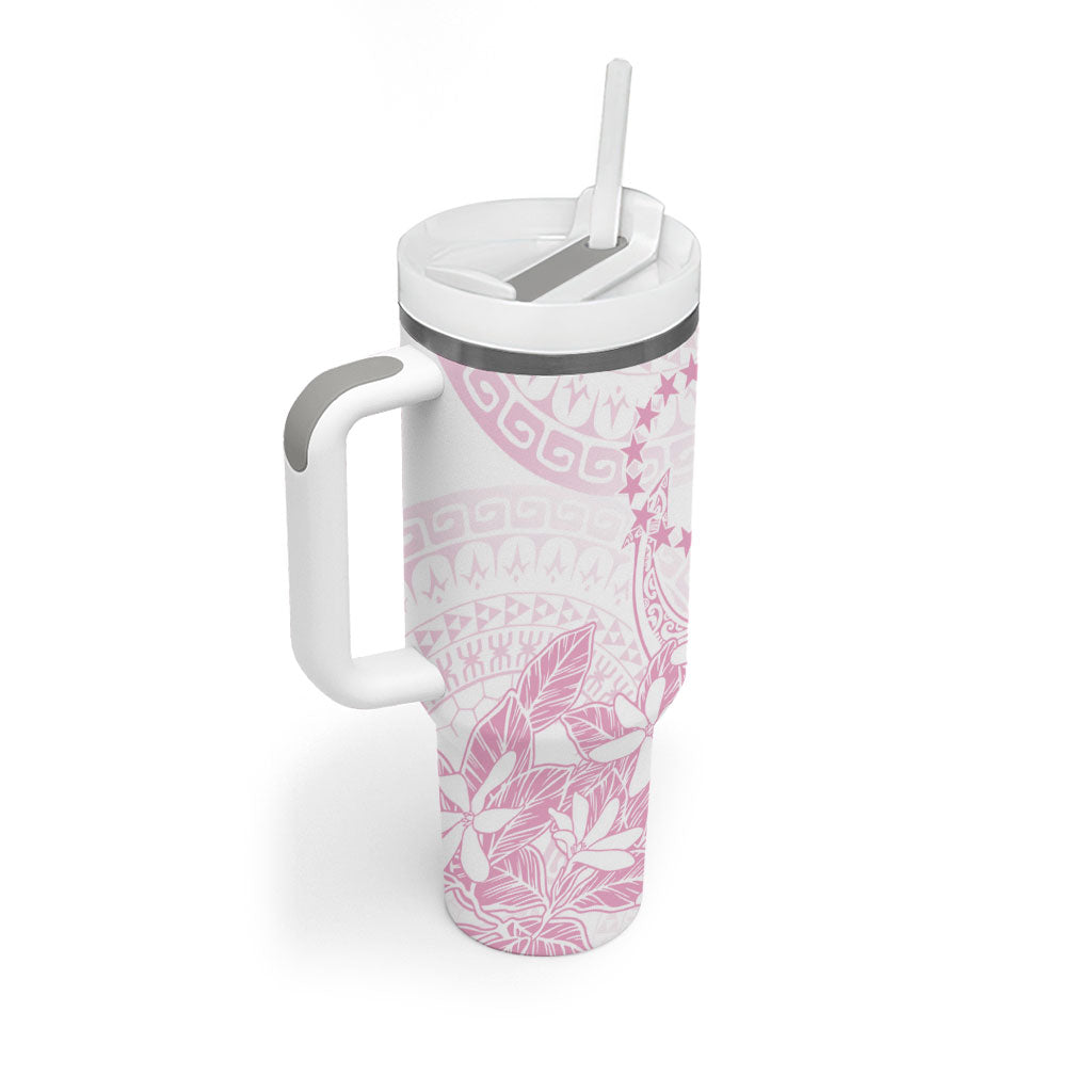 Candy Pink Kuki Airani Tapakau Tumbler With Handle Tribal Anchor Mix Tiare LT7 - Polynesian Pride