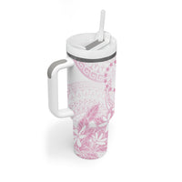 Candy Pink Kuki Airani Tapakau Tumbler With Handle Tribal Anchor Mix Tiare LT7 - Polynesian Pride