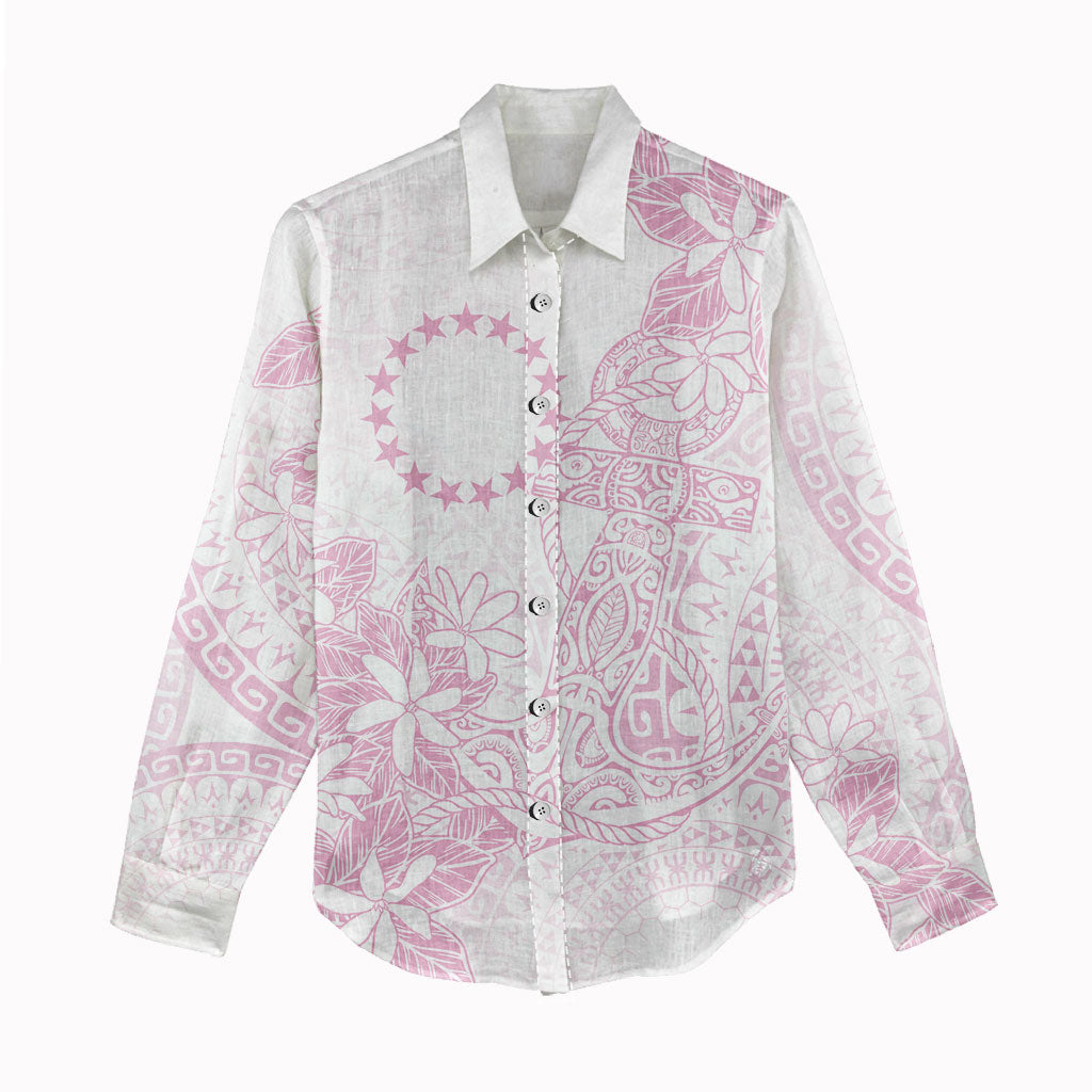 Candy Pink Kuki Airani Tapakau Women Casual Shirt Tribal Anchor Mix Tiare