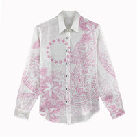 Candy Pink Kuki Airani Tapakau Women Casual Shirt Tribal Anchor Mix Tiare