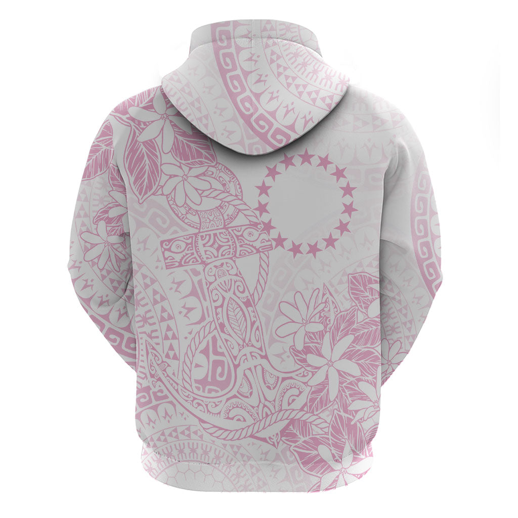 Candy Pink Kuki Airani Tapakau Zip Hoodie Tribal Anchor Mix Tiare