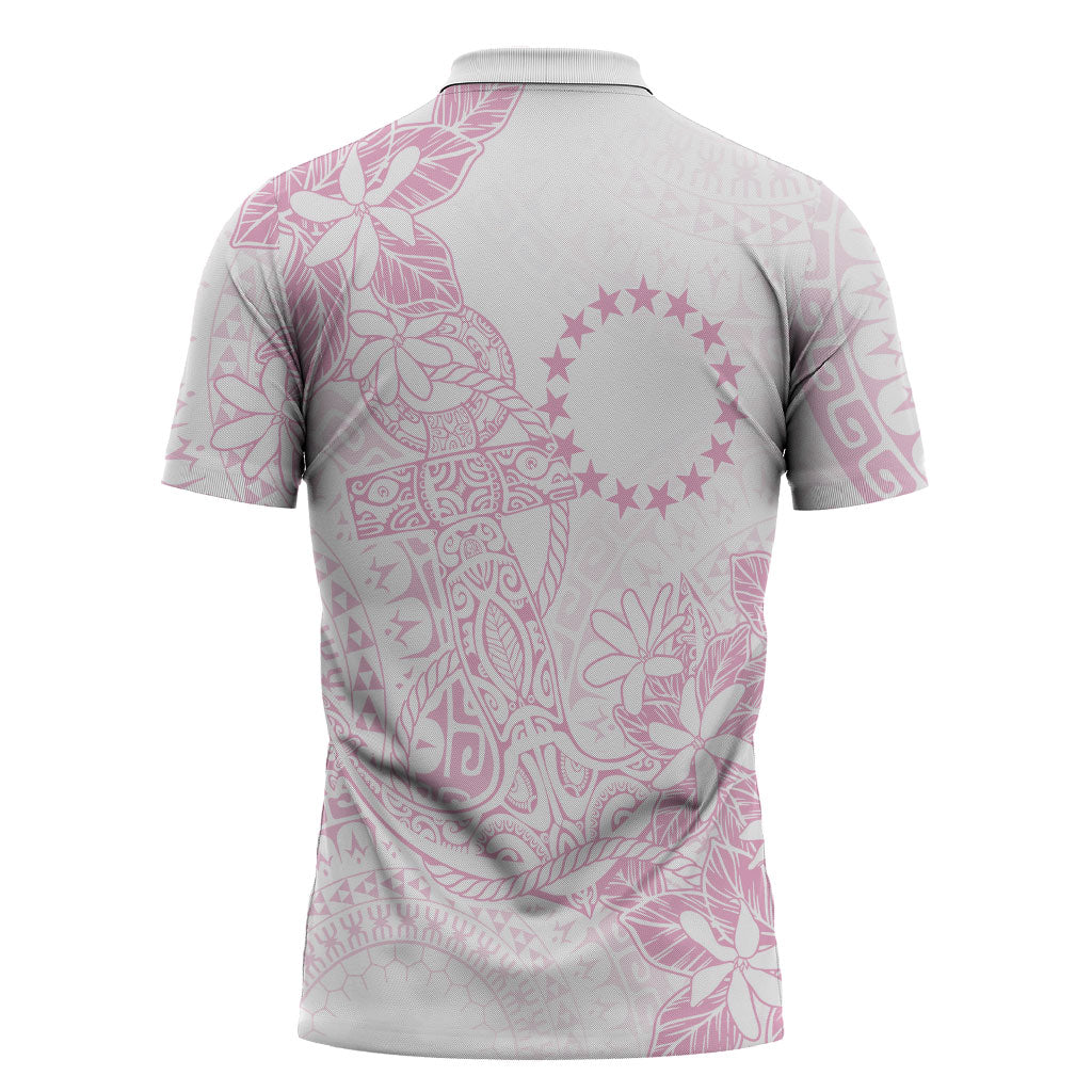 Candy Pink Kuki Airani Tapakau Zipper Polo Shirt Tribal Anchor Mix Tiare