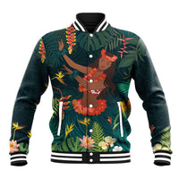 Hawaii Hula Girl Vintage Baseball Jacket Tropical Forest