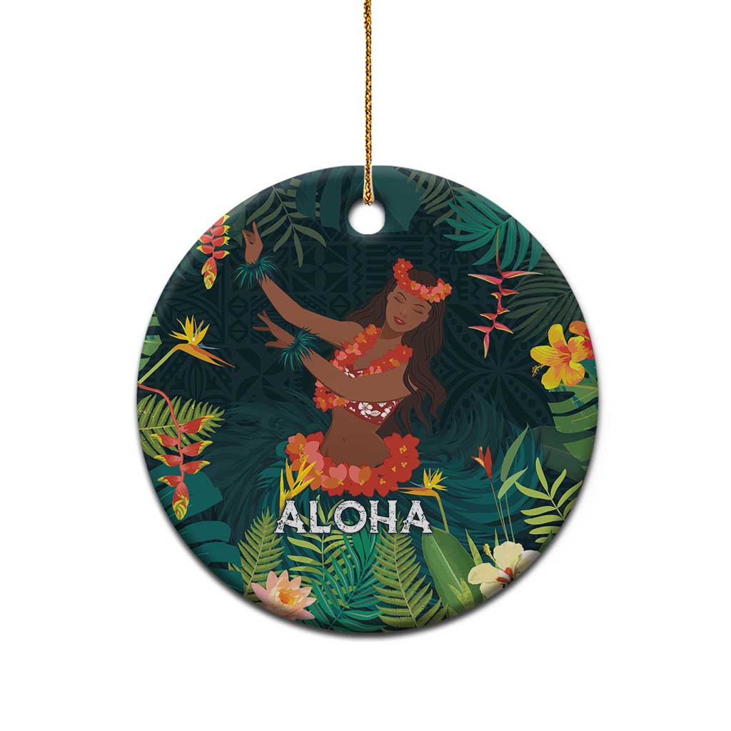 Hawaii Hula Girl Vintage Ceramic Ornament Tropical Forest