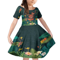 Hawaii Hula Girl Vintage Family Matching Mermaid Dress and Hawaiian Shirt Tropical Forest