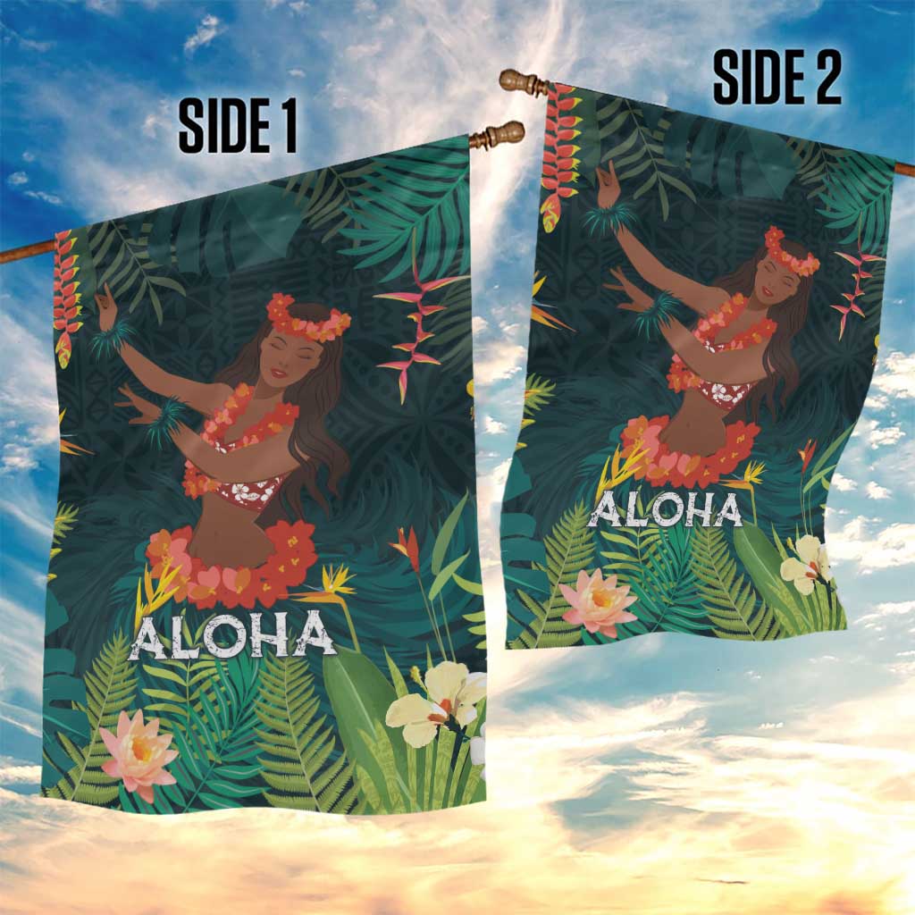 Hawaii Hula Girl Vintage Garden Flag Tropical Forest