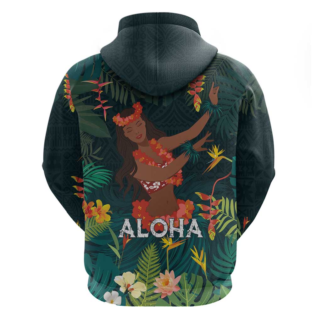Hawaii Hula Girl Vintage Hoodie Tropical Forest