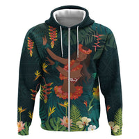 Hawaii Hula Girl Vintage Zip Hoodie Tropical Forest