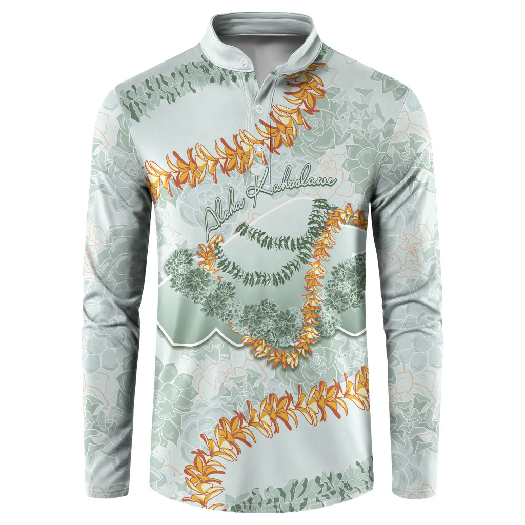Hawaii Kaho'olawe Island Flowers Lei Button Sweatshirt Silver Hinahina Kū Kahakai LT7 Silver - Polynesian Pride