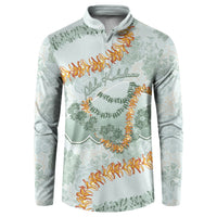 Hawaii Kaho'olawe Island Flowers Lei Button Sweatshirt Silver Hinahina Kū Kahakai