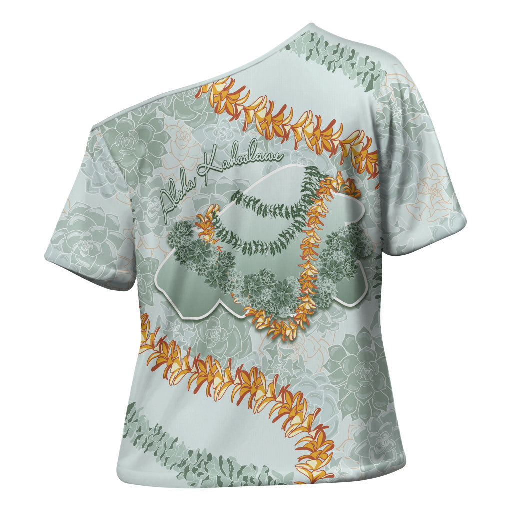 Hawaii Kaho'olawe Island Flowers Lei Cross Shoulder Shirt Silver Hinahina Kū Kahakai