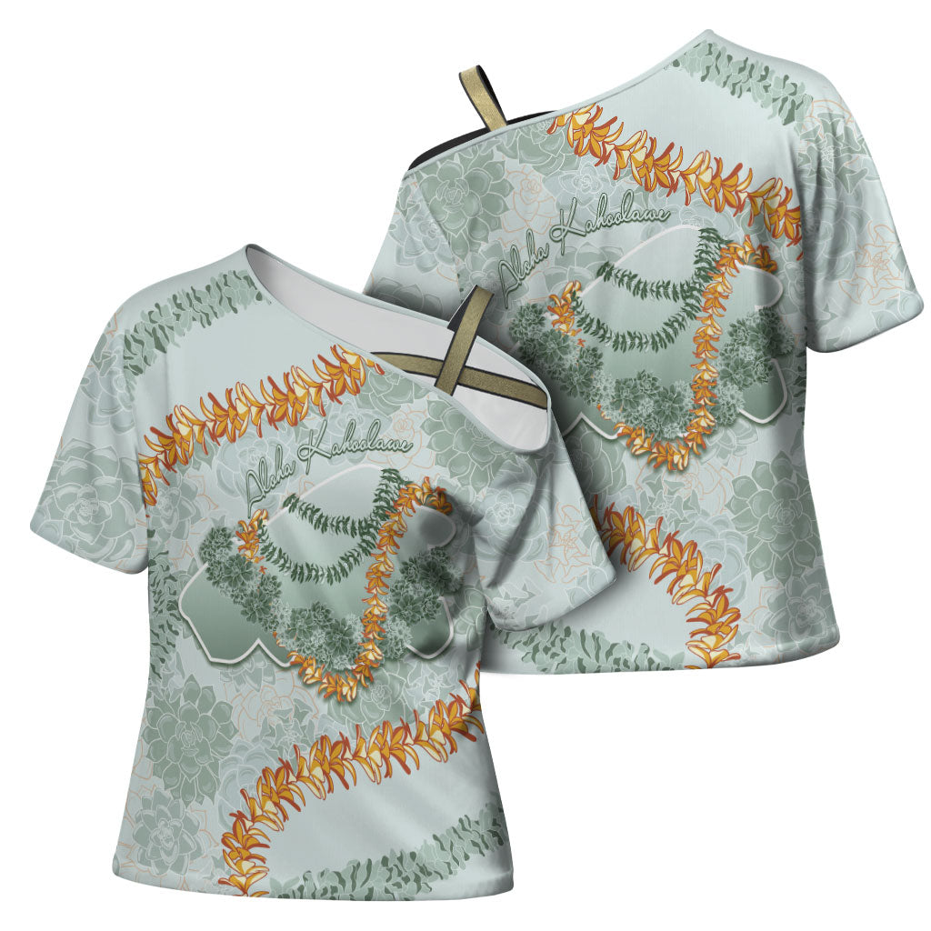 Hawaii Kaho'olawe Island Flowers Lei Cross Shoulder Shirt Silver Hinahina Kū Kahakai