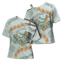Hawaii Kaho'olawe Island Flowers Lei Cross Shoulder Shirt Silver Hinahina Kū Kahakai
