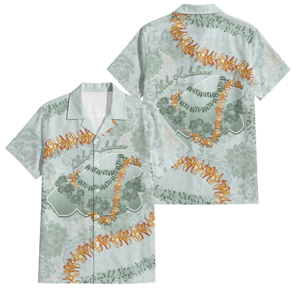 Hawaii Kaho'olawe Island Flowers Lei Family Matching Tank Maxi Dress and Hawaiian Shirt Silver Hinahina Kū Kahakai