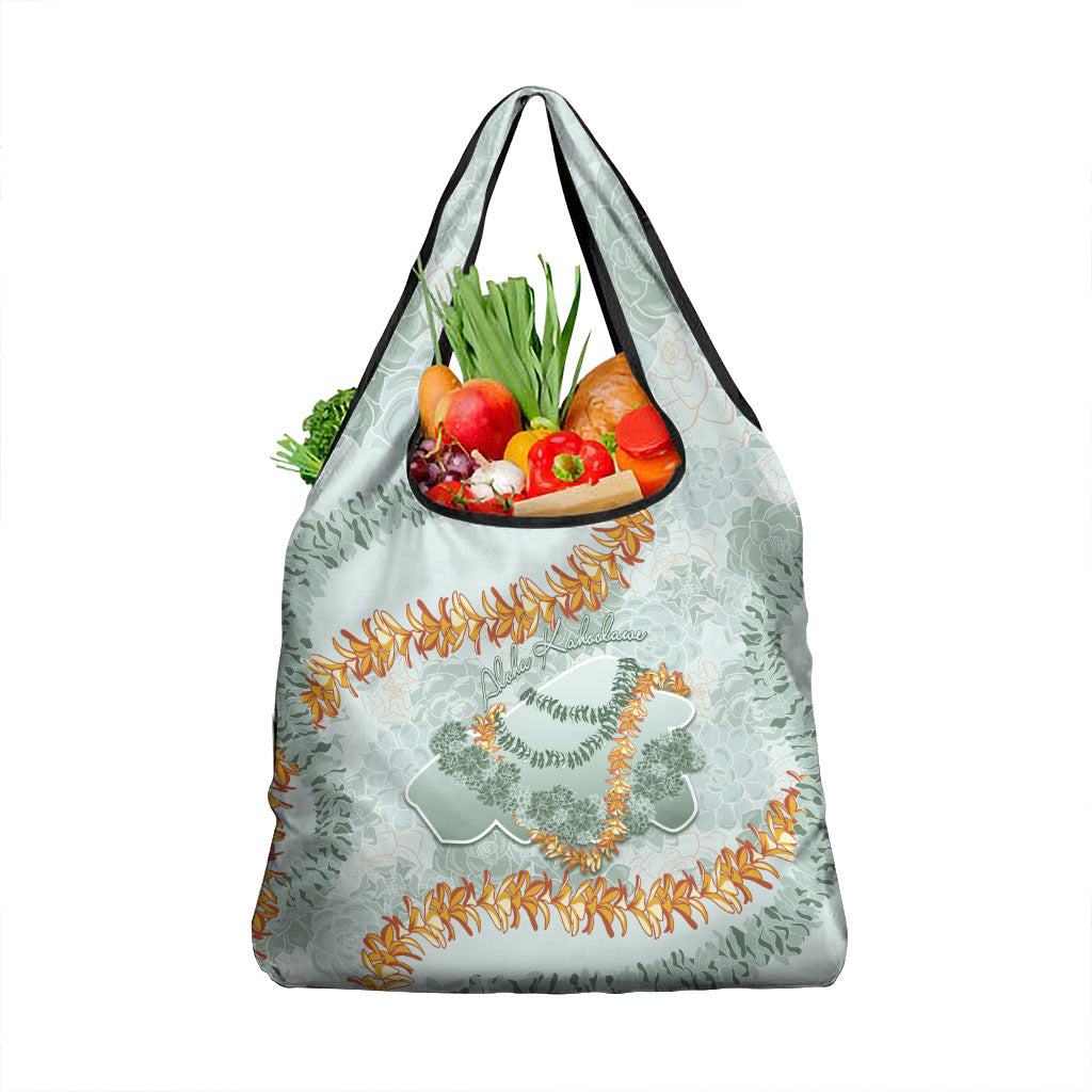 Hawaii Kaho'olawe Island Flowers Lei Grocery Bag Silver Hinahina Kū Kahakai