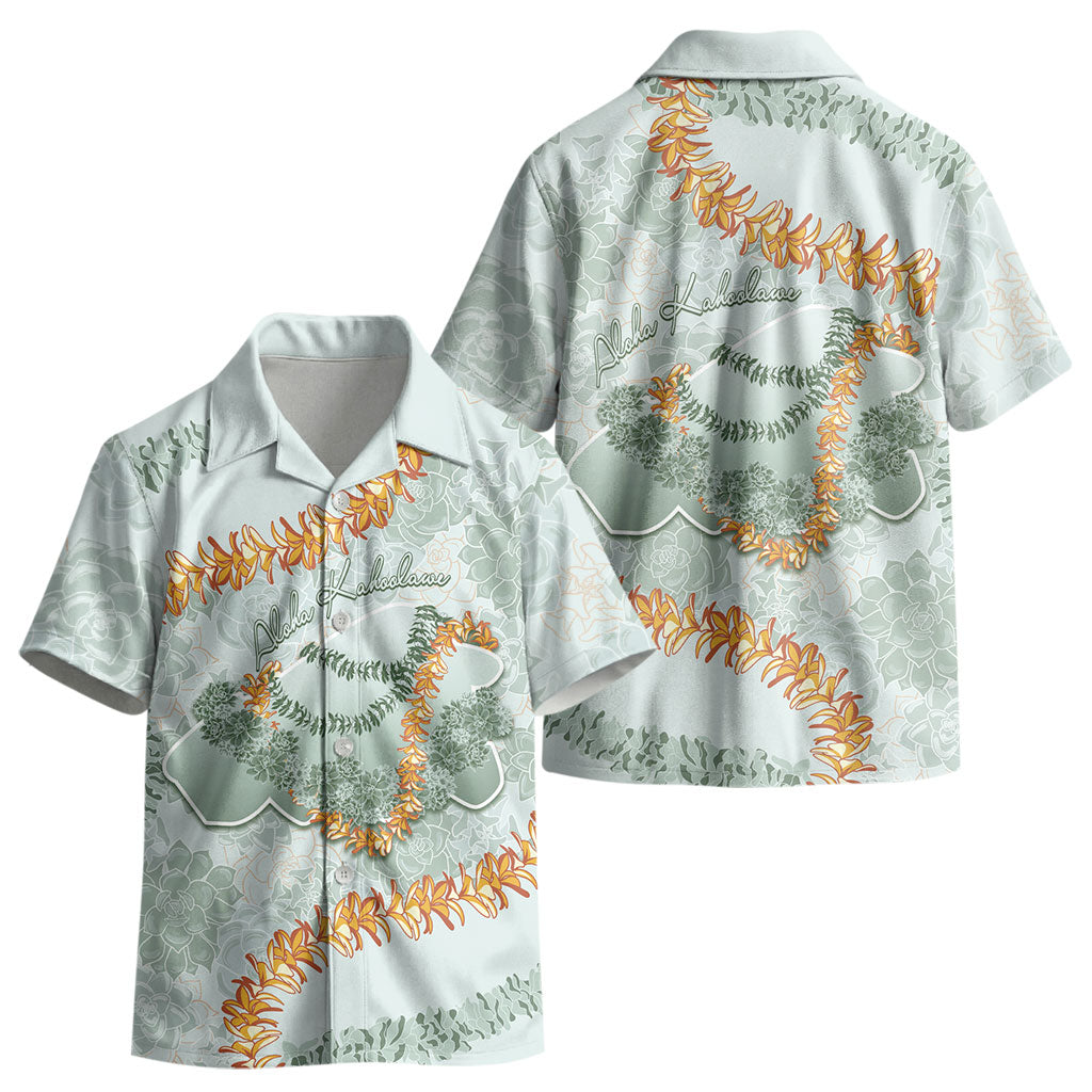 Hawaii Kaho'olawe Island Flowers Lei Kid Hawaiian Shirt Silver Hinahina Kū Kahakai