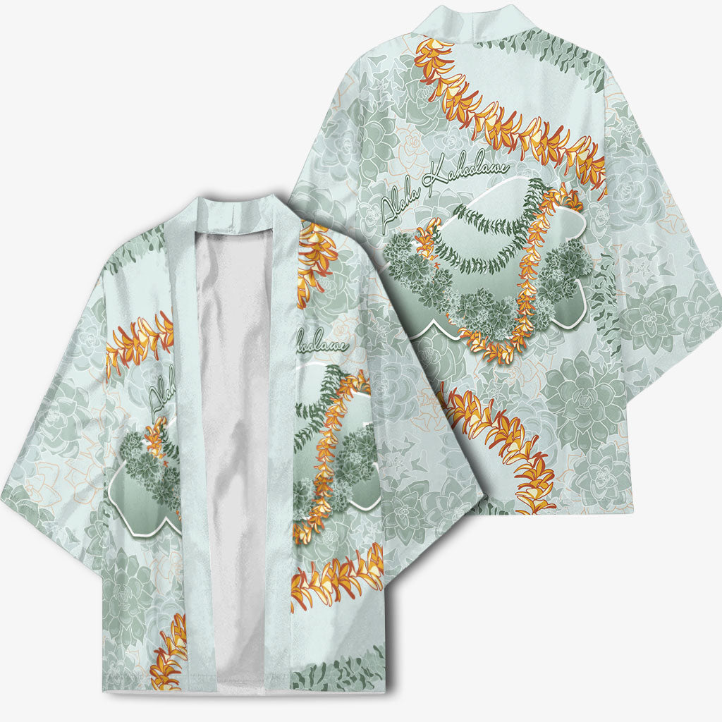 Hawaii Kaho'olawe Island Flowers Lei Kimono Silver Hinahina Kū Kahakai