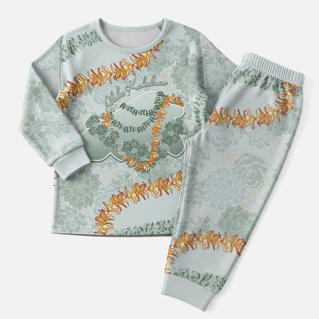 Hawaii Kaho'olawe Island Flowers Lei Christmas Pajama Set Silver Hinahina Kū Kahakai LT7 Men Silver - Polynesian Pride