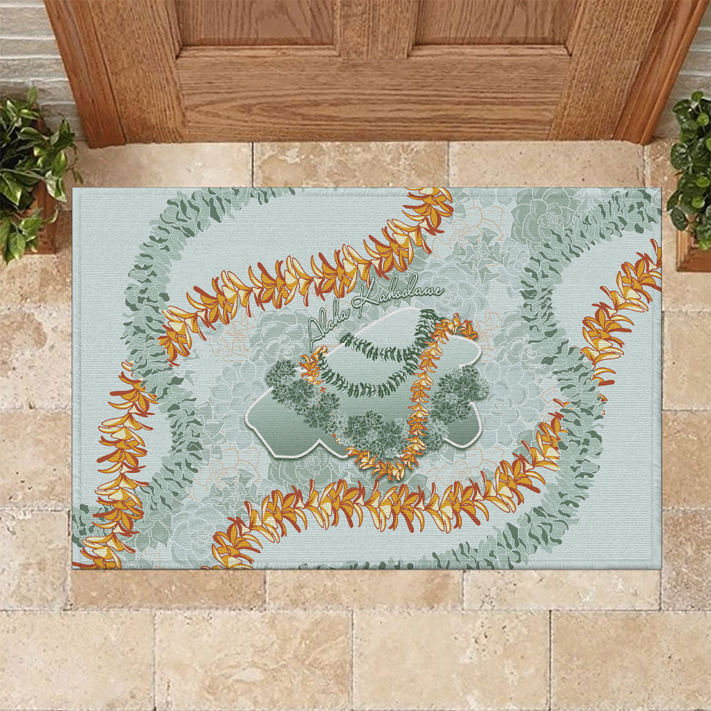 Hawaii Kaho'olawe Island Flowers Lei Rubber Doormat Silver Hinahina Kū Kahakai LT7 Silver - Polynesian Pride