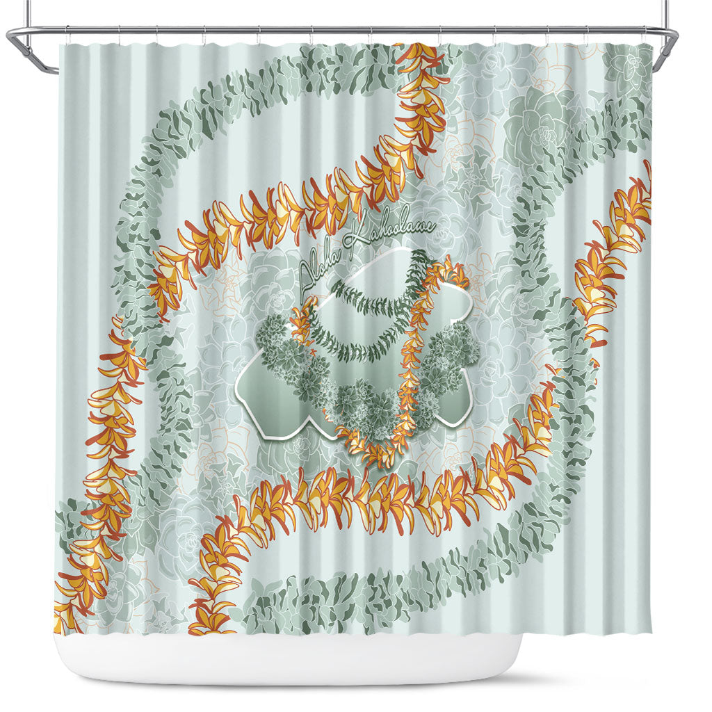 Hawaii Kaho'olawe Island Flowers Lei Shower Curtain Silver Hinahina Kū Kahakai