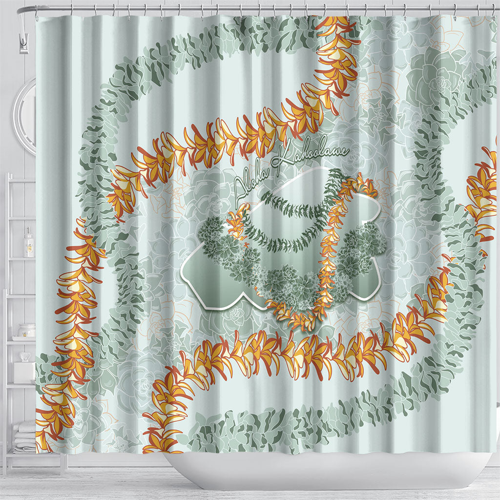 Hawaii Kaho'olawe Island Flowers Lei Shower Curtain Silver Hinahina Kū Kahakai