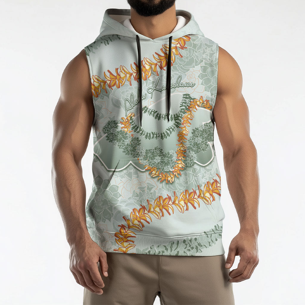 Hawaii Kaho'olawe Island Flowers Lei Sleeveless Hoodie Silver Hinahina Kū Kahakai