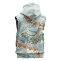 Hawaii Kaho'olawe Island Flowers Lei Sleeveless Zip Hoodie Silver Hinahina Kū Kahakai