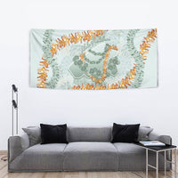 Hawaii Kaho'olawe Island Flowers Lei Tapestry Silver Hinahina Kū Kahakai