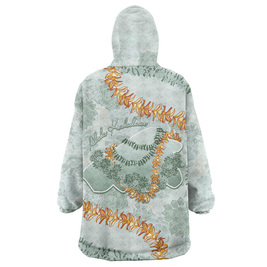 Hawaii Kaho'olawe Island Flowers Lei Wearable Blanket Hoodie Silver Hinahina Kū Kahakai