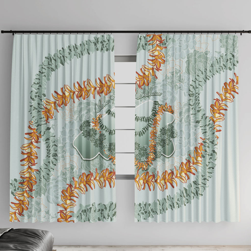 Hawaii Kaho'olawe Island Flowers Lei Window Curtain Silver Hinahina Kū Kahakai