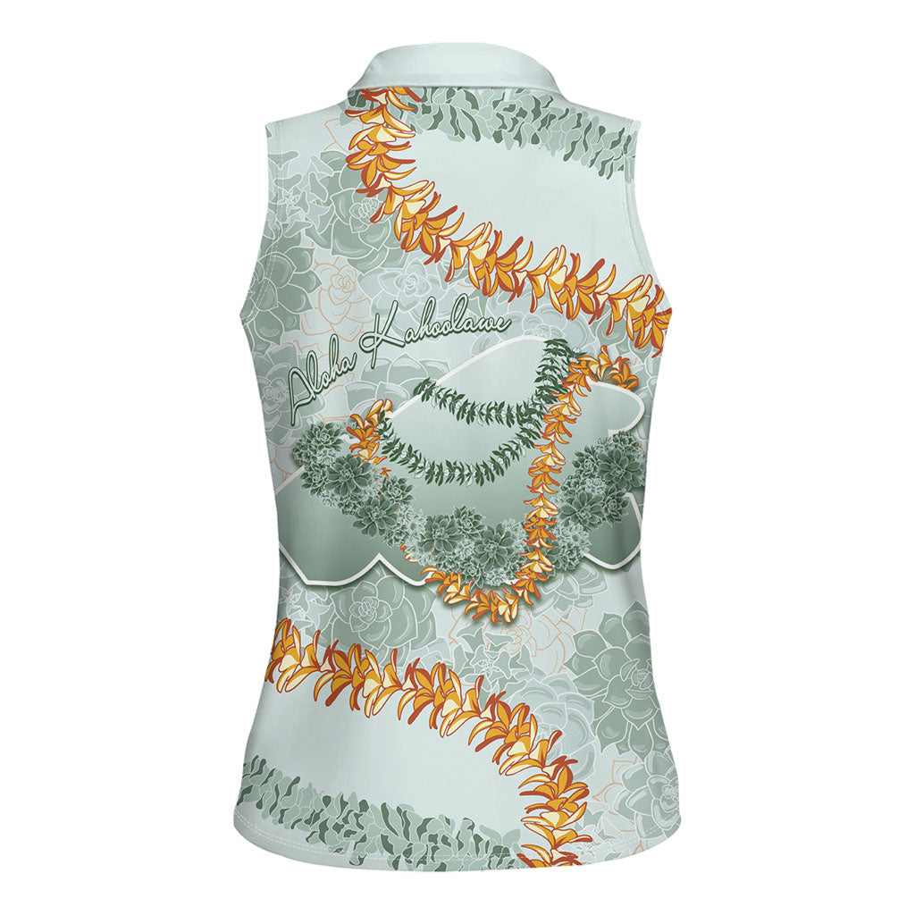 Hawaii Kaho'olawe Island Flowers Lei Women Sleeveless Polo Shirt Silver Hinahina Kū Kahakai