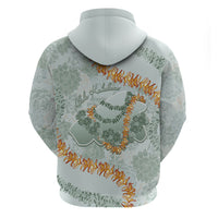 Hawaii Kaho'olawe Island Flowers Lei Zip Hoodie Silver Hinahina Kū Kahakai