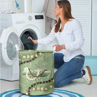 Hawaii Molokai Island Flowers Lei Laundry Basket Kukui Nut Mossy Green