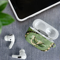 Hawaii Molokai Island Flowers Lei AirPods Case Kukui Nut Mossy Green