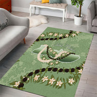 Hawaii Molokai Island Flowers Lei Area Rug Kukui Nut Mossy Green