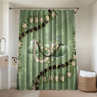 Hawaii Molokai Island Flowers Lei Bathroom Set Kukui Nut Mossy Green
