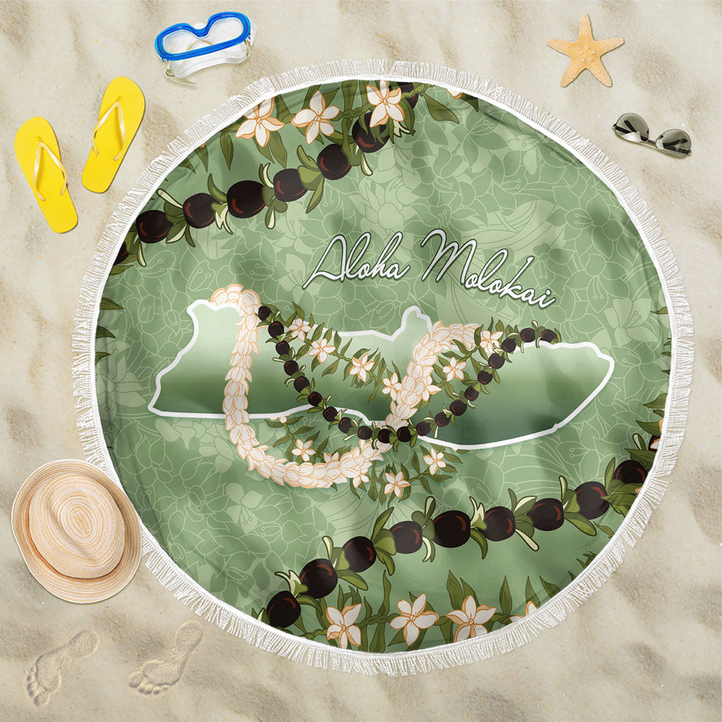 Hawaii Molokai Island Flowers Lei Beach Blanket Kukui Nut Mossy Green